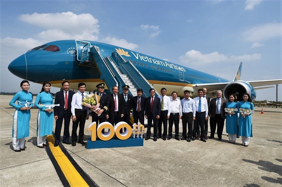 越南航空第100架飞机——一架波音787-10。来源：越南航空