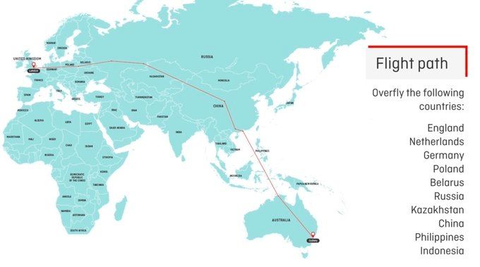 澳航试飞航班路线图