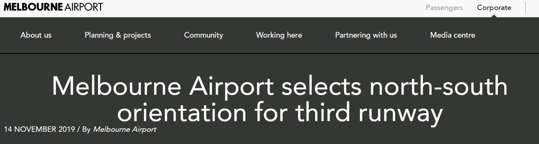 墨尔本机场将建第三跑道 确定为南北走向