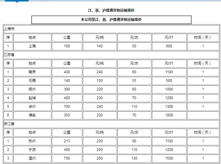 苏州到济南货运公司收费标准