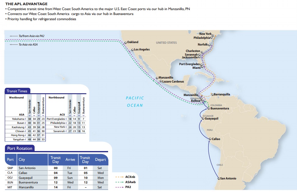 香港国际空运-美国总统轮船推出拉丁美洲新服务网络