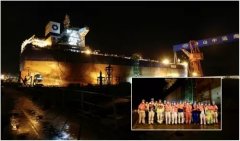 维萨格海运费舟山中远海运重工N750项目最后一艘8.16万吨系列散货船成功下水