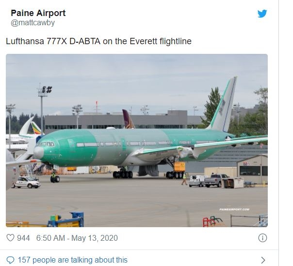 汉莎航空首架波音777X飞机亮相
