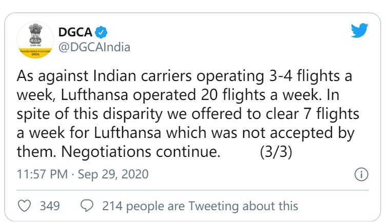 印度民航局推特