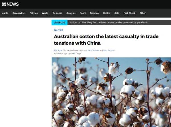 澳大利亚媒体：澳棉花行业或成为“与中国贸易紧张新受害者”