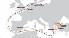 中远控股的东方海外集装箱班轮公司(OOCL)宣布
-中欧铁路线