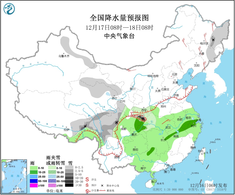 2019年12月16日：未来三天全国天气预告