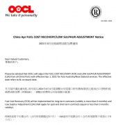 我司将从2021年4月1日起调整对中国港口所有澳洲/新西兰航线出口货物的低硫燃